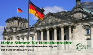 Genocide Alert Menschenrechtszeugnis 2017 (Bild: Reichstag in Berlin - Sitz des Deutschen Bundestages, Bild: Wikimedia, Cezary Piwowarski, 2007)