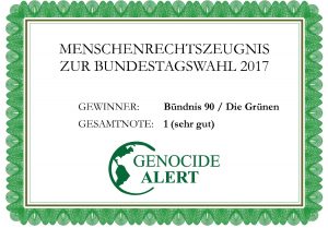 Menschenrechtszeugnis 2017 für Bündnis 90/Die Grünen